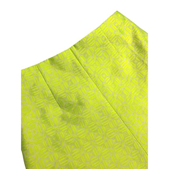 J. Crew Jacquard Neon Yellow A-Line Mini Skirt Geometric Flare Floral Size 0 - Picture 2 of 11